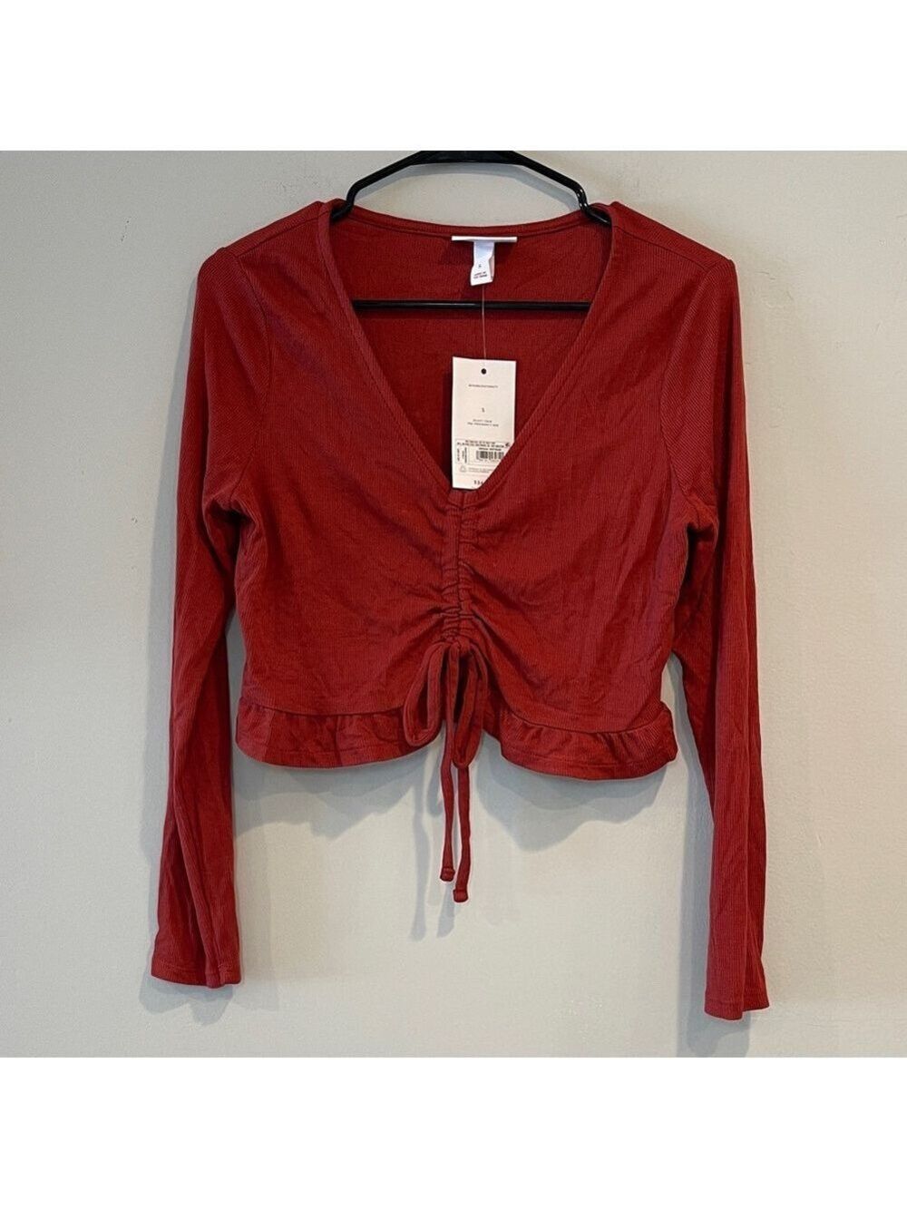 NWT Isabel by Ingrid & Isabel Red Ruched Long Sleeve Blouse Size Small